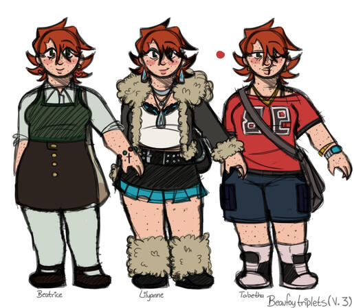 My OCs Beatrice, Lilyanne, Tabteha (in order).