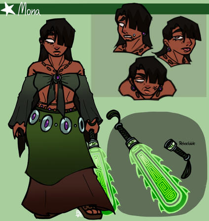 reference sheet for Mona (oc).