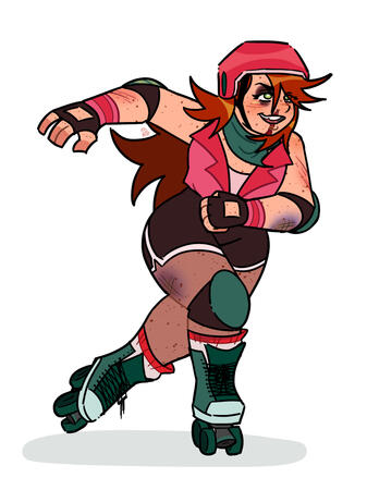 Younger Beatrice doing roller derby (OC).