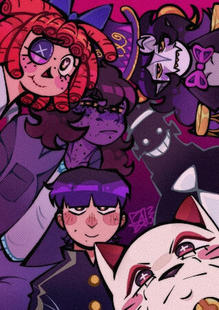 Ragatha (the amazing didgital circus), Susie (deltarune), Marvus Xoloto (hiveswap), Agent K (monkey wrench), Shigeo Kageyama (mob psycho 100), Turbo Granny (dandadan).
