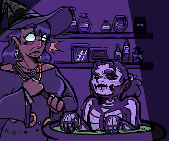 halloween art with Prune and Mona (oc).